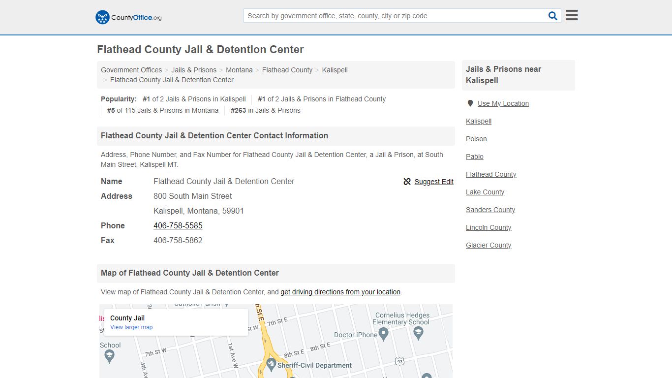 Flathead County Jail & Detention Center - Kalispell, MT ... - County Office